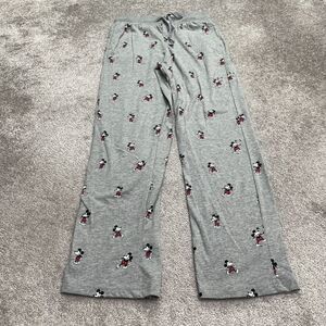 Disney Mickey Mouse Lounge Pajama Pants Mens Large Gray Printed Straight 28x31